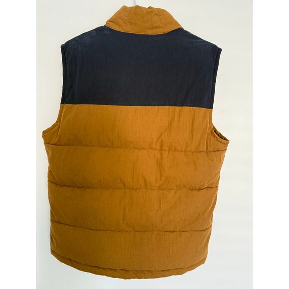 Gap Mens Puffer Vest Medium Colorblock Tan Navy Fall Utility Rugged Streetwear - Picture 2 of 7
